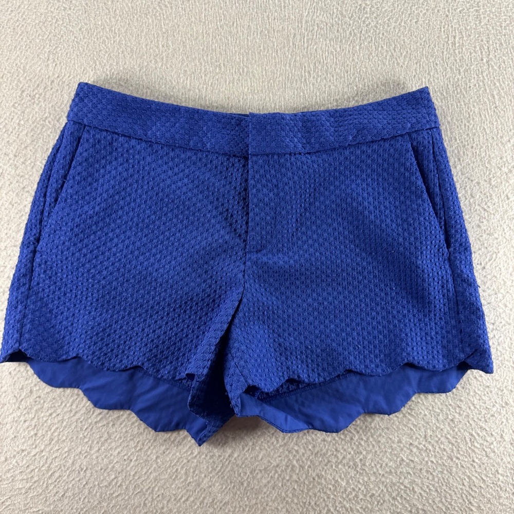 Elle Royal Blue Scalloped Hem Women's Shorts